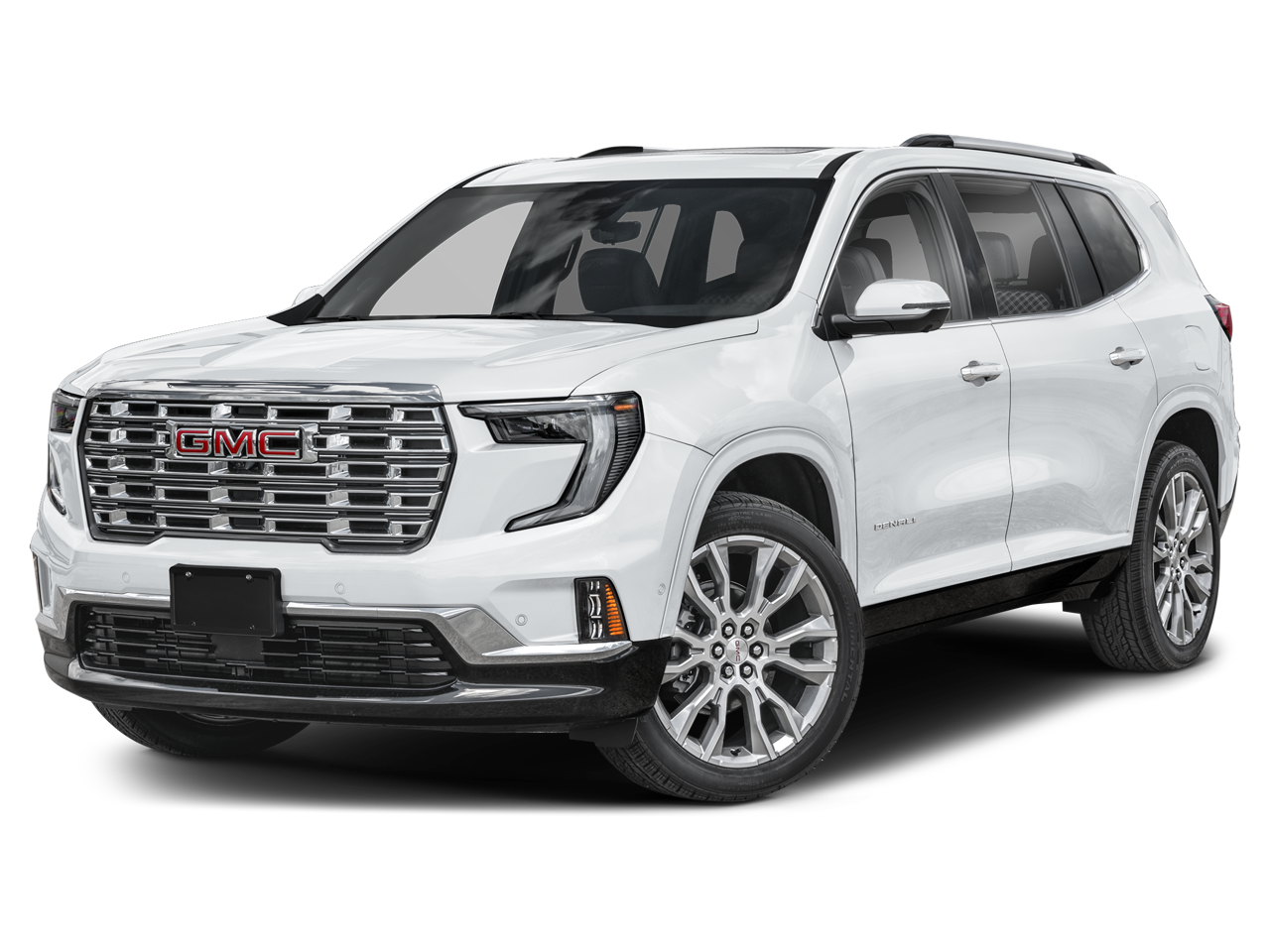 2024 GMC Acadia Denali in White Frost Tricoat — front three-quarter view